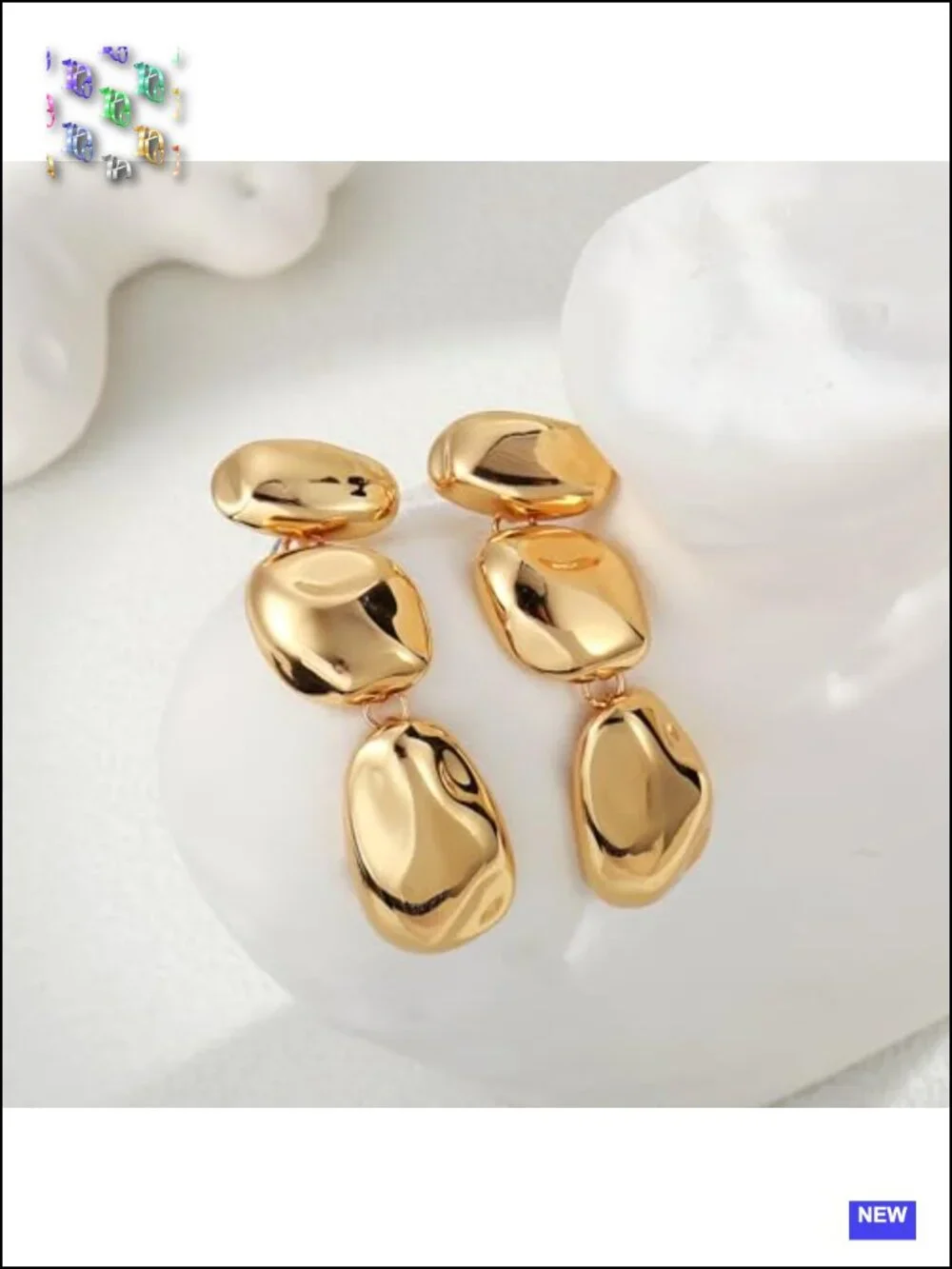 Gold Silver Two Tone Statement Dangle Earrings Stainless Steel Waterproof Non